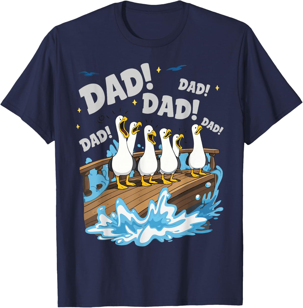 Seagull Dad Funny Dad Humor Ocean Life T-Shirt - Navy Blue