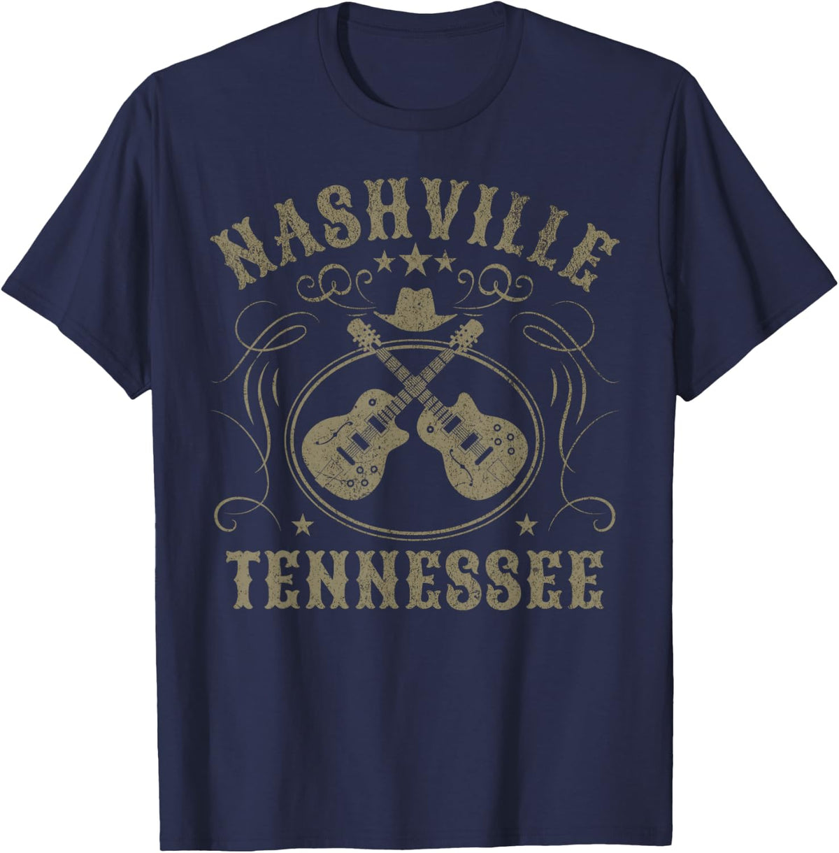 Nashville Tennessee Travel Vintage T-Shirt - Navy Blue