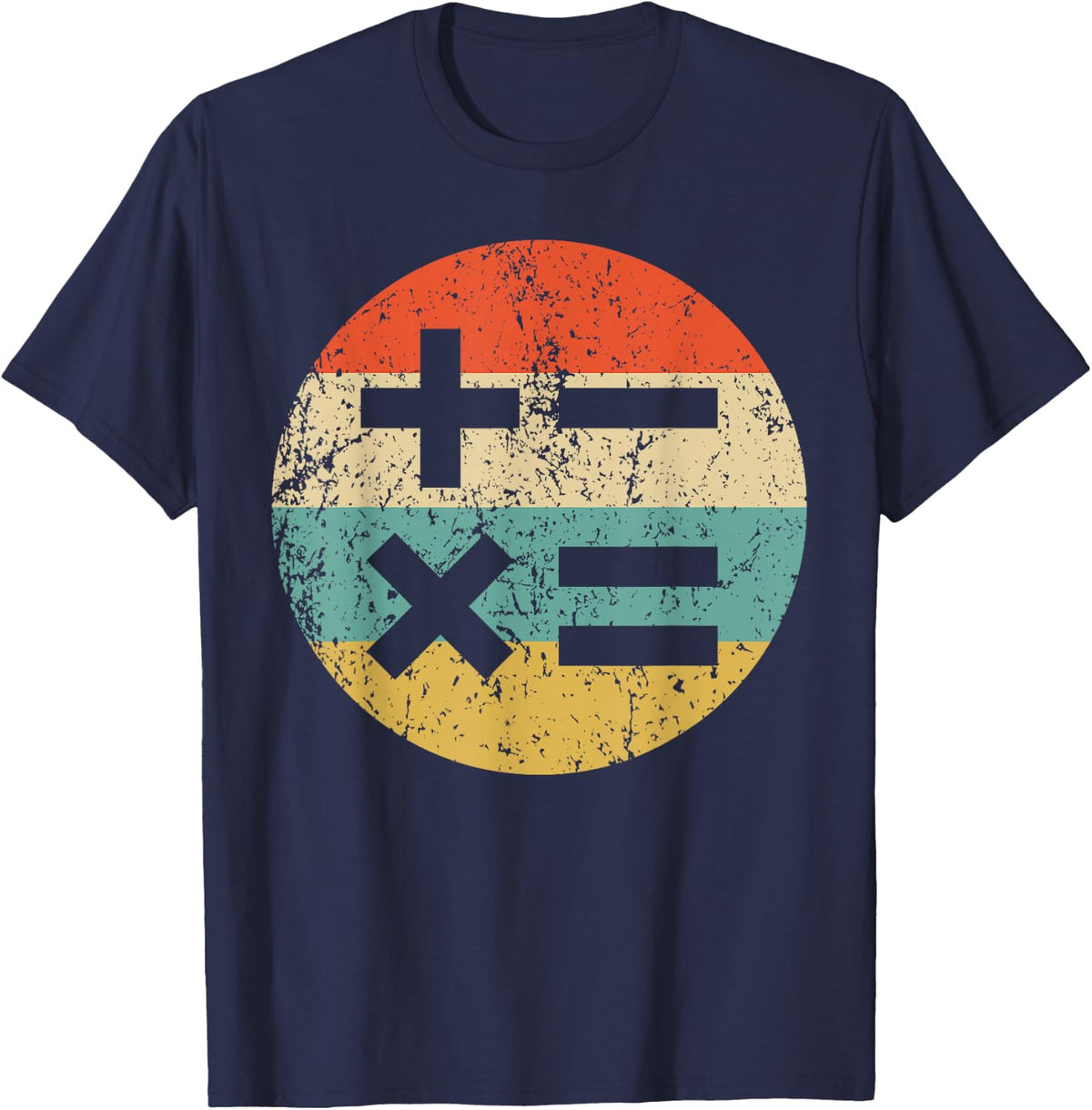 Math Teacher Vintage Retro Math Symbols T-Shirt - Navy Blue