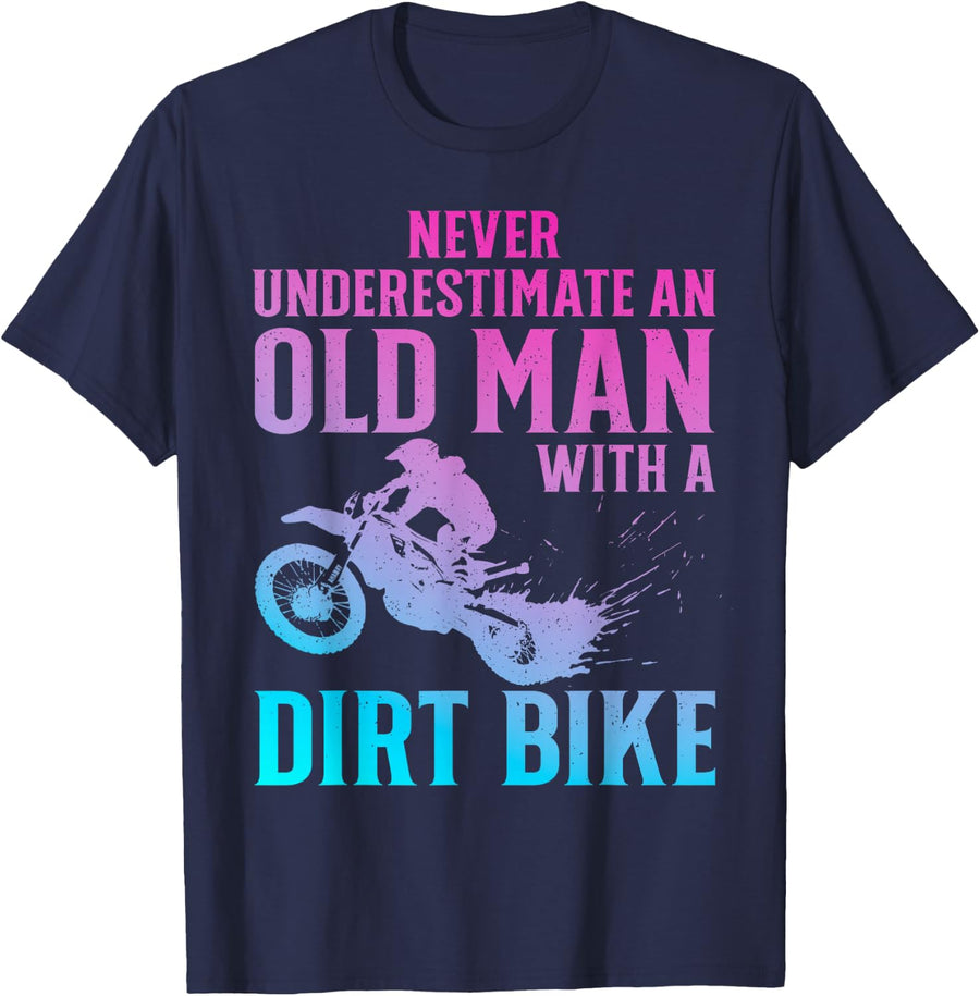 Dirt Bike Art for Men Grandpa Dad Dirtbike Dirt Bike Lover T-Shirt - Navy Blue
