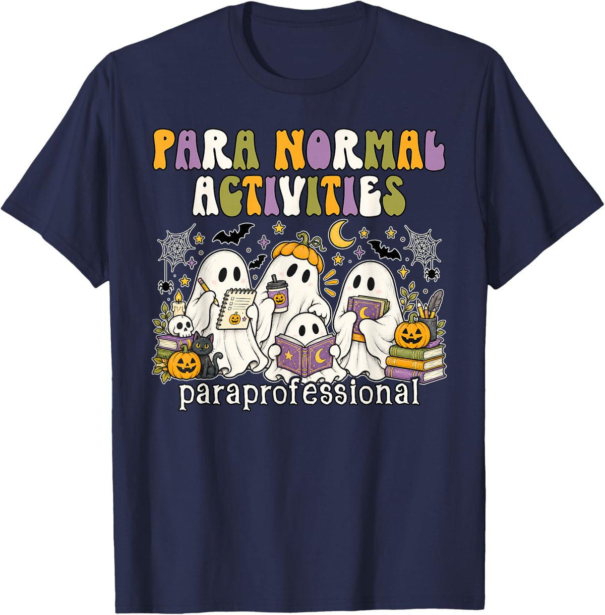 para Normal Activities Paraprofessional Funny Halloween T-Shirt - Navy Blue
