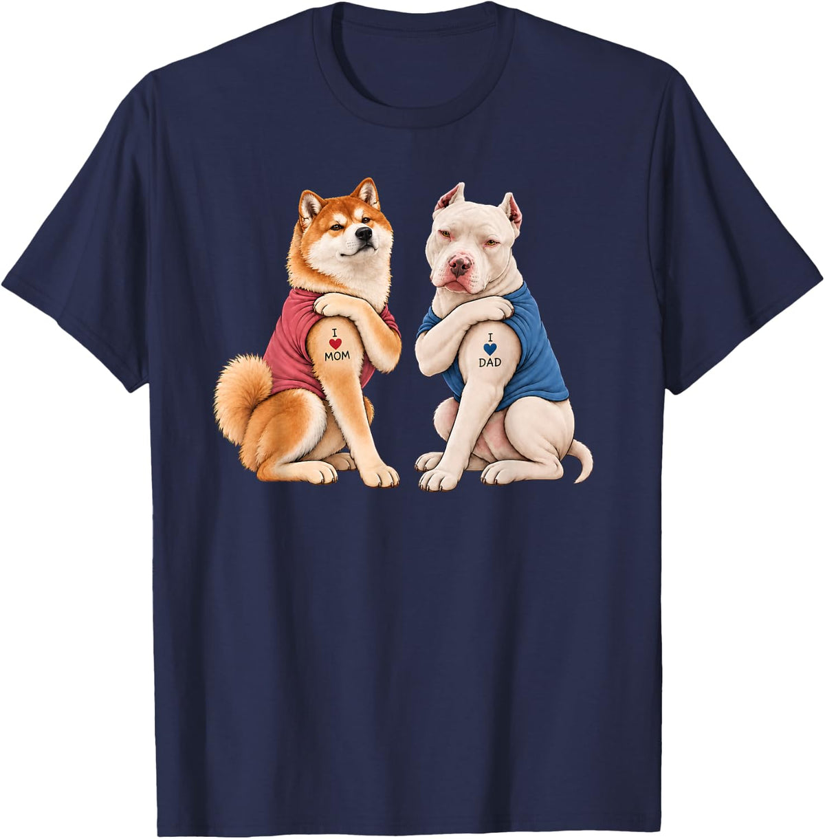 Duo Dog Lover T-Shirt - Navy Blue