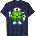 St Patricks Day Shamrock Nurse Saint Paddys Scrub Top Women T-Shirt - Navy Blue