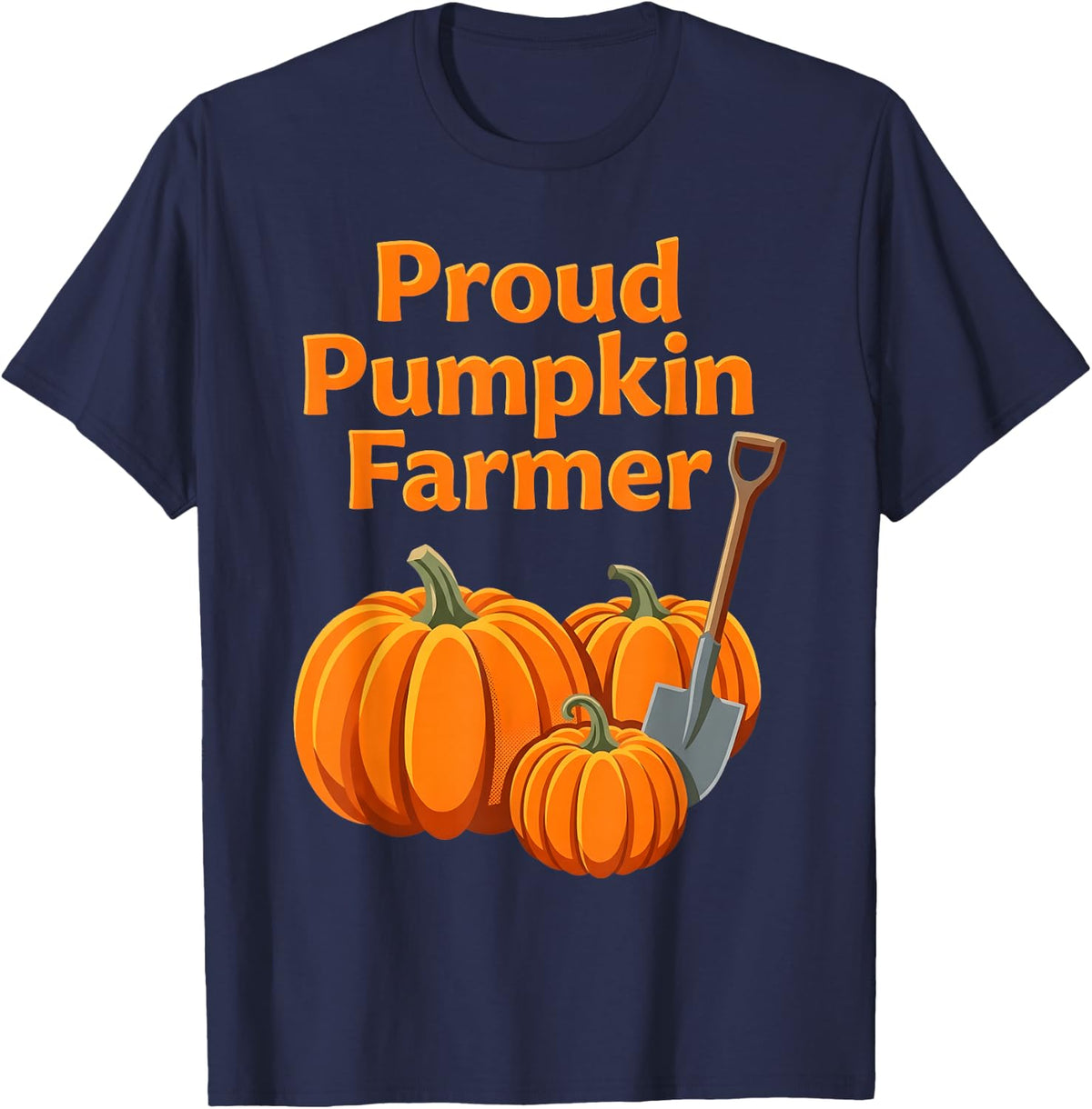 Proud Pumpkin Farmer Fall Harvest Gardening T-Shirt - Navy Blue