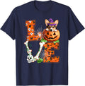 Love Halloween Corgi Costume Witch Pumpkins Lover T-Shirt - Navy Blue