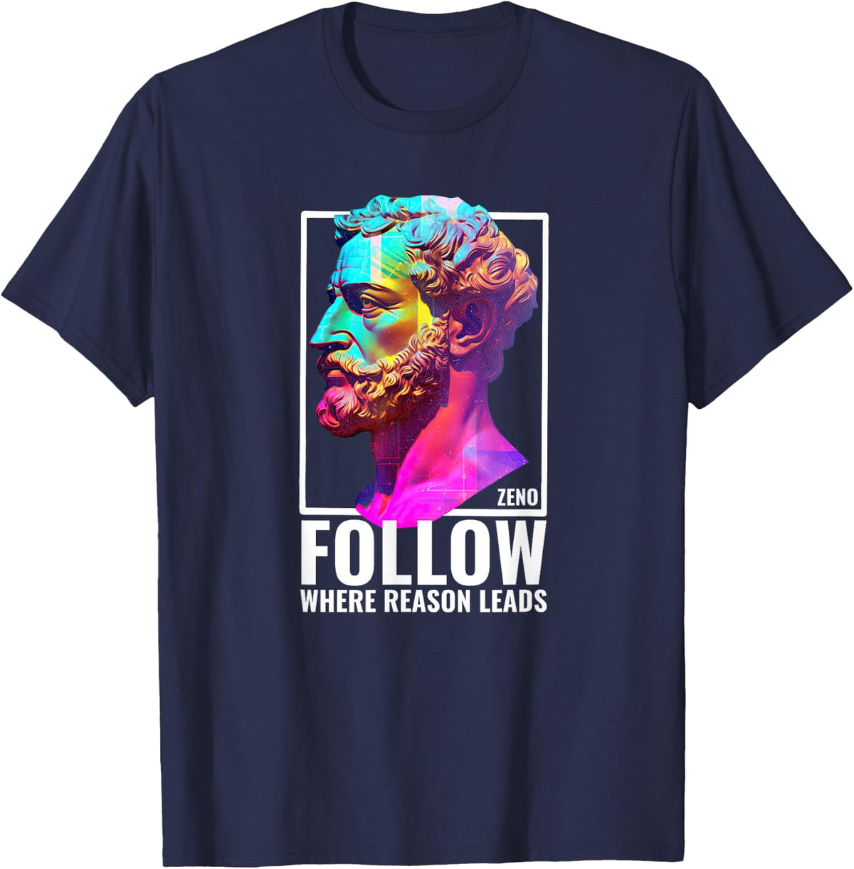 Zeno Philosophy Modern Stoic Greek Philosopher T-Shirt - Navy Blue