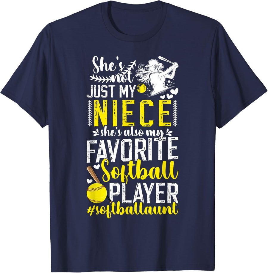 Proud Softball Aunt Of A Softball Player Auntie T-Shirt - Navy Blue