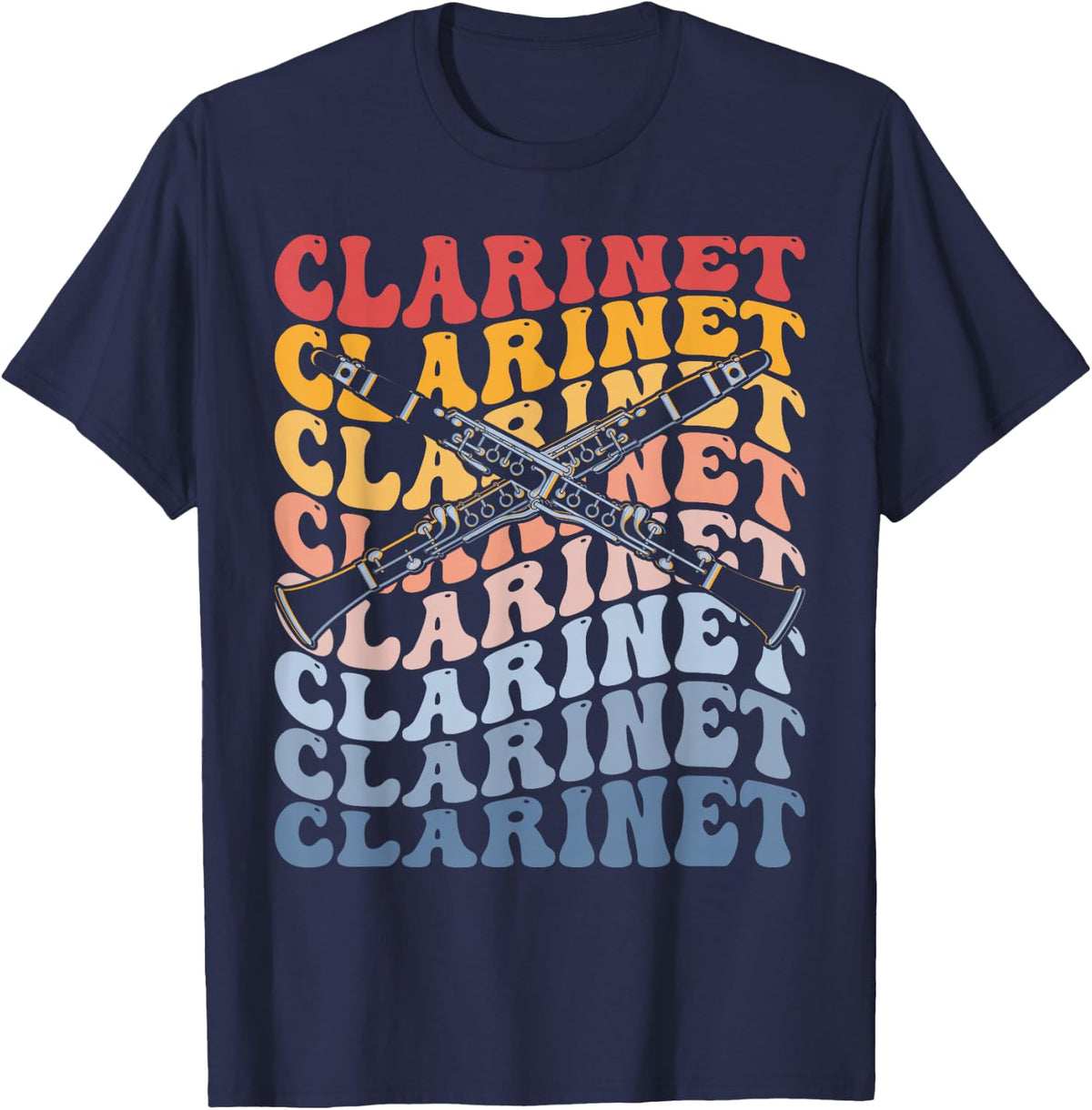 Clarinet Groovy Instrument T-Shirt - Navy Blue