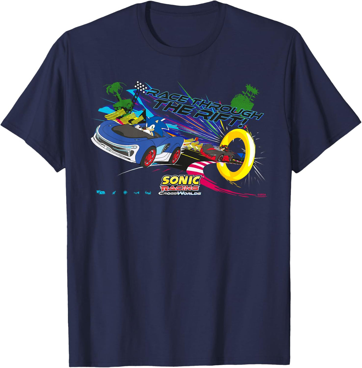 Sonic Racing CrossWorlds - Race Through The Rift T-Shirt - Navy Blue