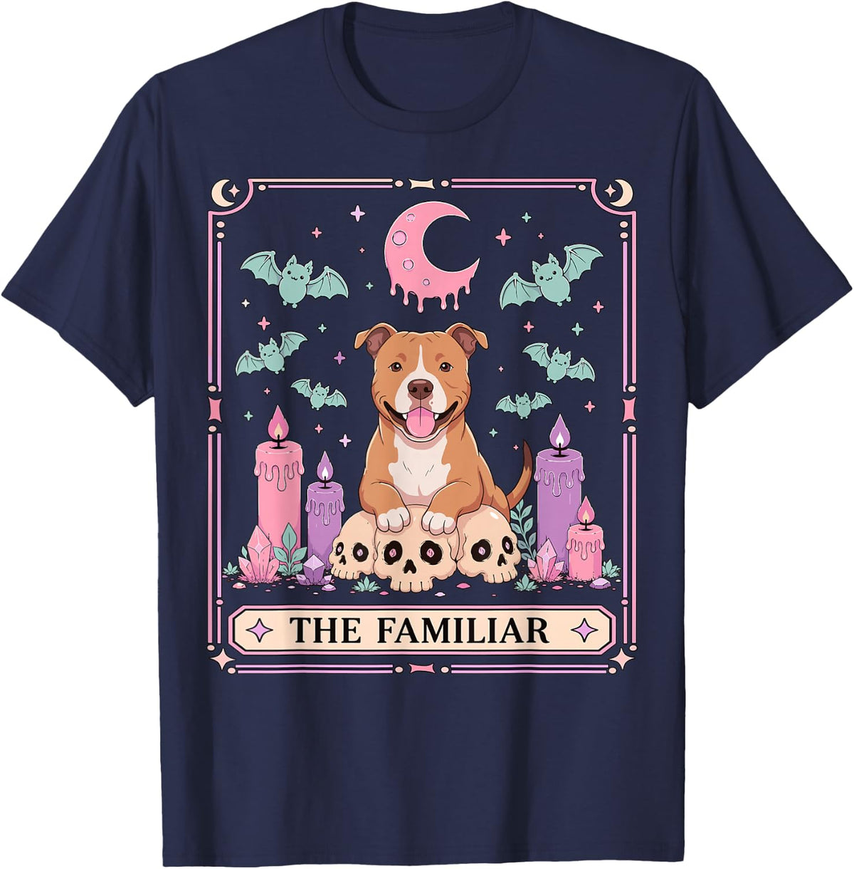 Pitbull Dog Tarot Card T-Shirt - Navy Blue
