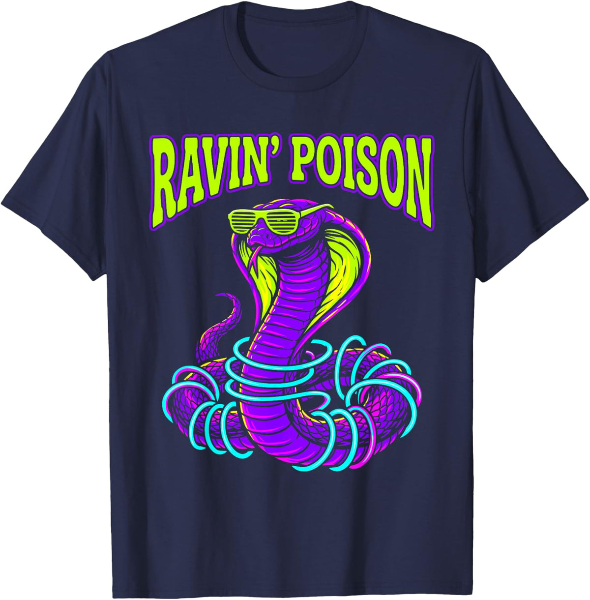 Halloween Rave Cobra Techno EDM Party T-Shirt - Navy Blue