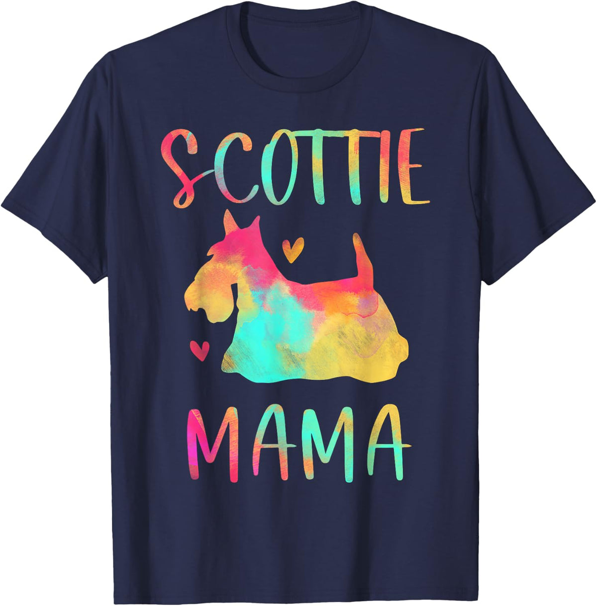 Scottie Mama Colourful Scottish Terrier Gifts Dog Mum T-Shirt - Navy Blue
