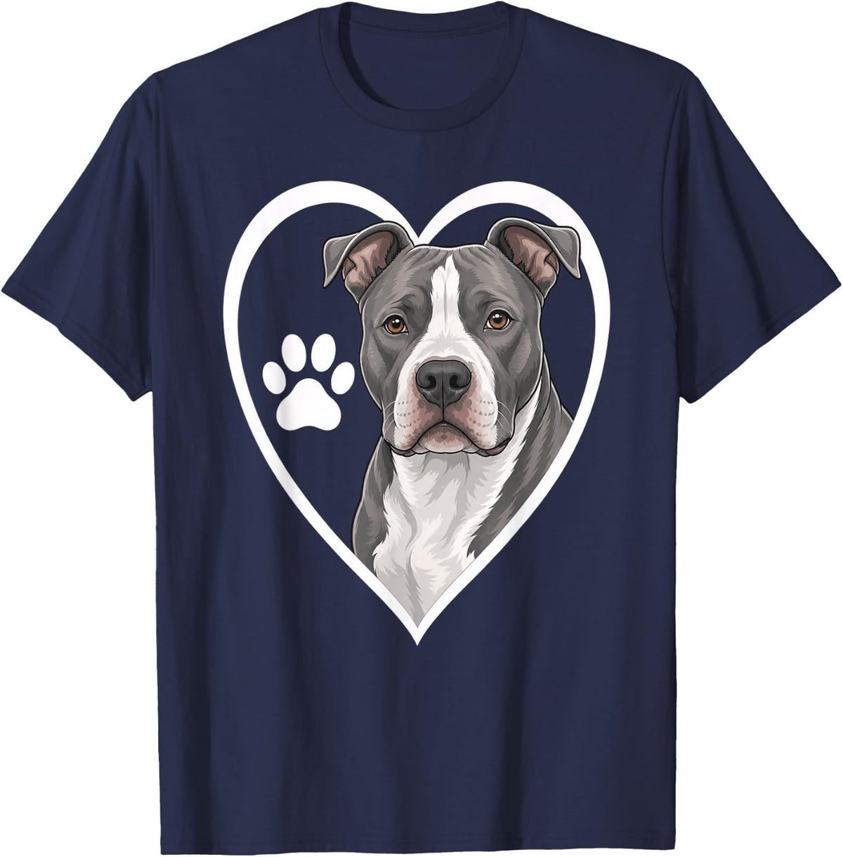 Dog Heart Paw Print T-Shirt - Navy Blue