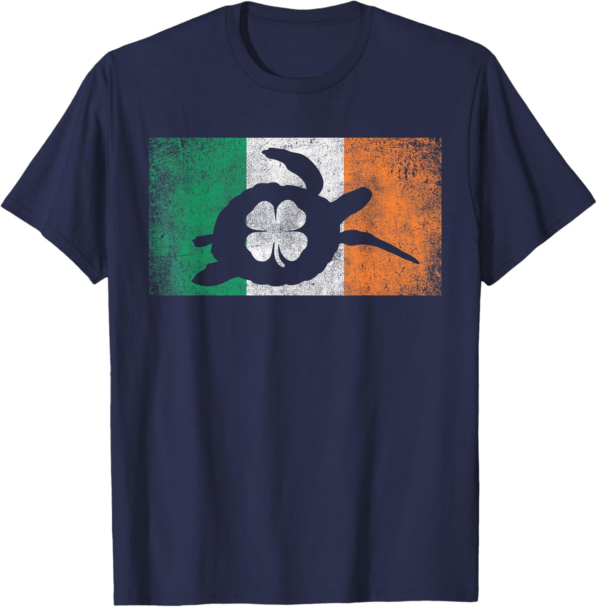 Sea Turtle St. Patrick's Day Irish Flag Ireland Saint Paddys T-Shirt - Navy Blue