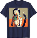 Cat Astronaut War T-Shirt for Men Women Kids - Navy Blue