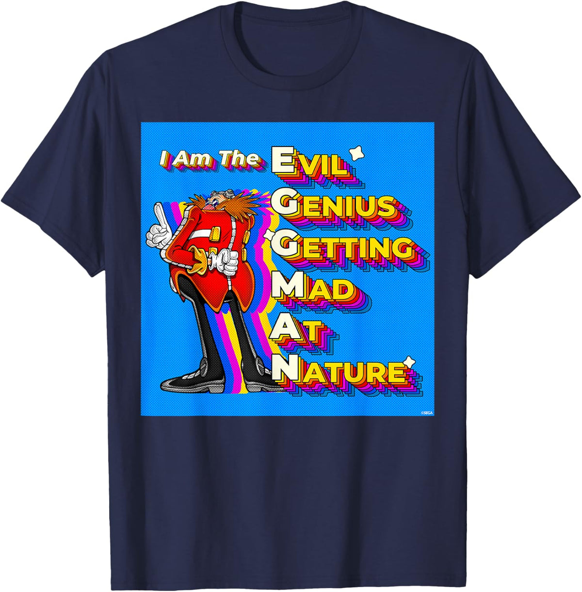 Sonic the Hedgehog - Meme Collection, Dr. Eggman Acrostic T-Shirt - Navy Blue