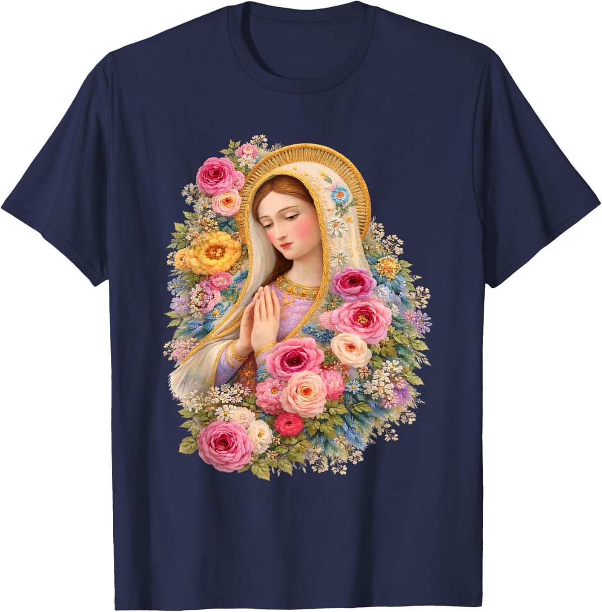 Our Lady Virgen De Guadalupe Saint Virgin Mary - Catholic T-Shirt - Navy Blue