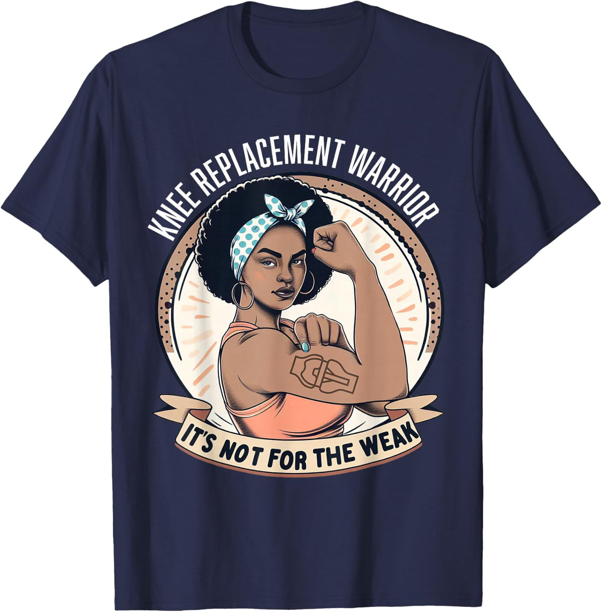 Bionic Knee Replacement Gifts Women Knee Replacement Warrior T-Shirt - Navy Blue