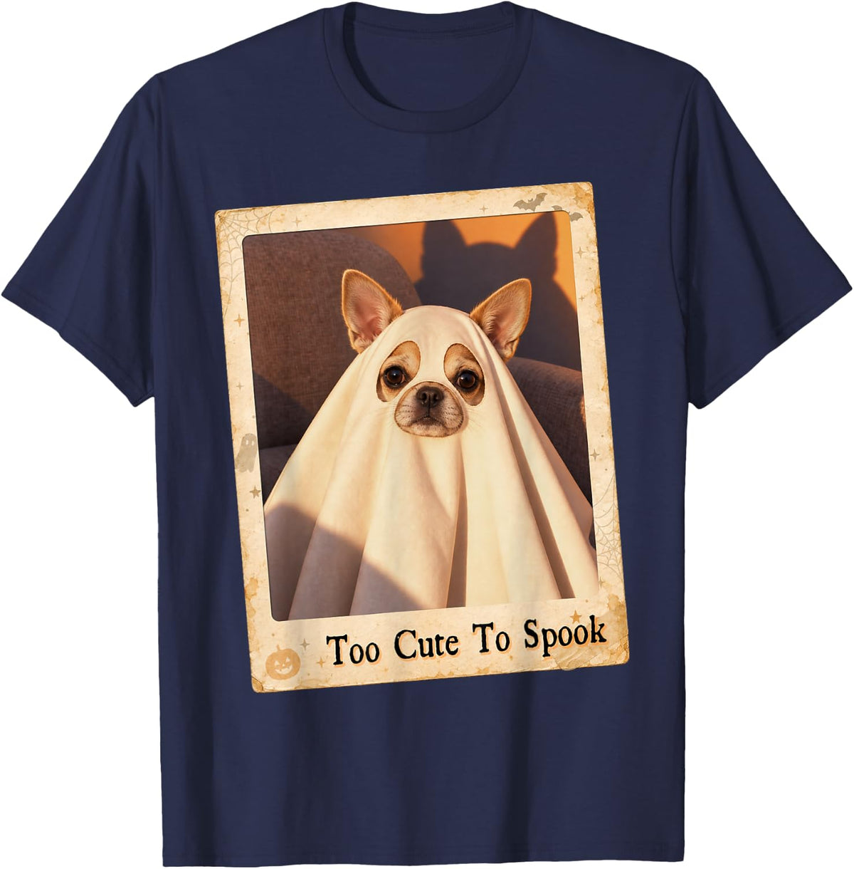 Chihuahua Cute Ghost Dog Halloween Sheet Costume T-Shirt - Navy Blue