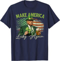 Trump Make America Lucky Again St Patrick's Day Shamrock T-Shirt - Navy Blue