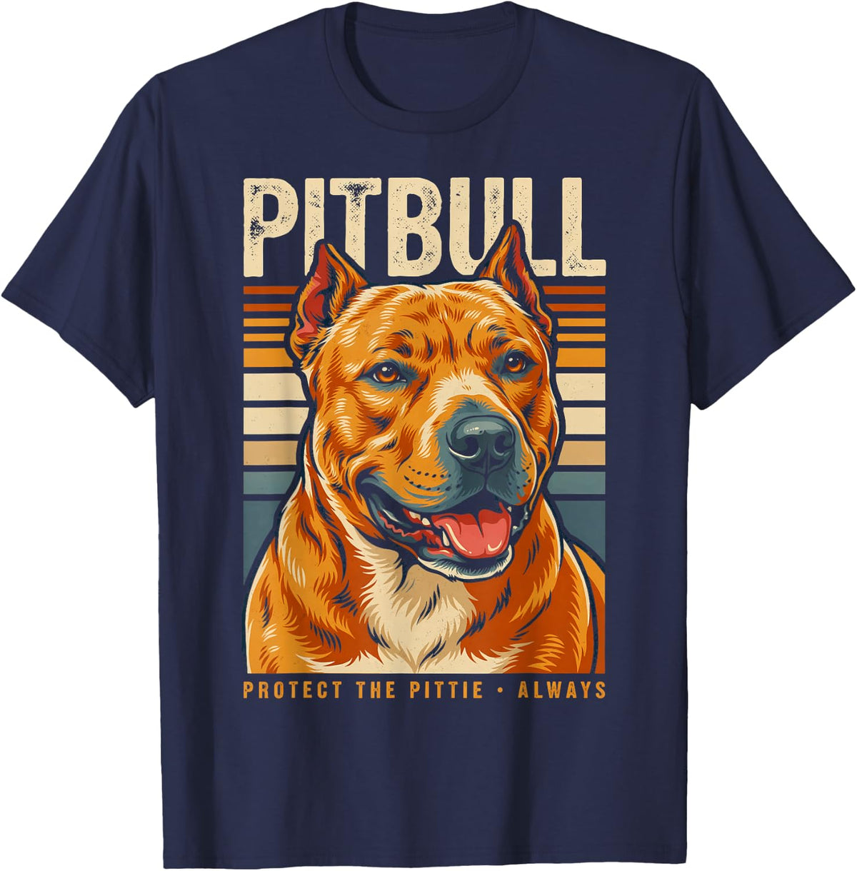 Pitbull Protect The Pittie Always Dog Lover T-Shirt - Navy Blue