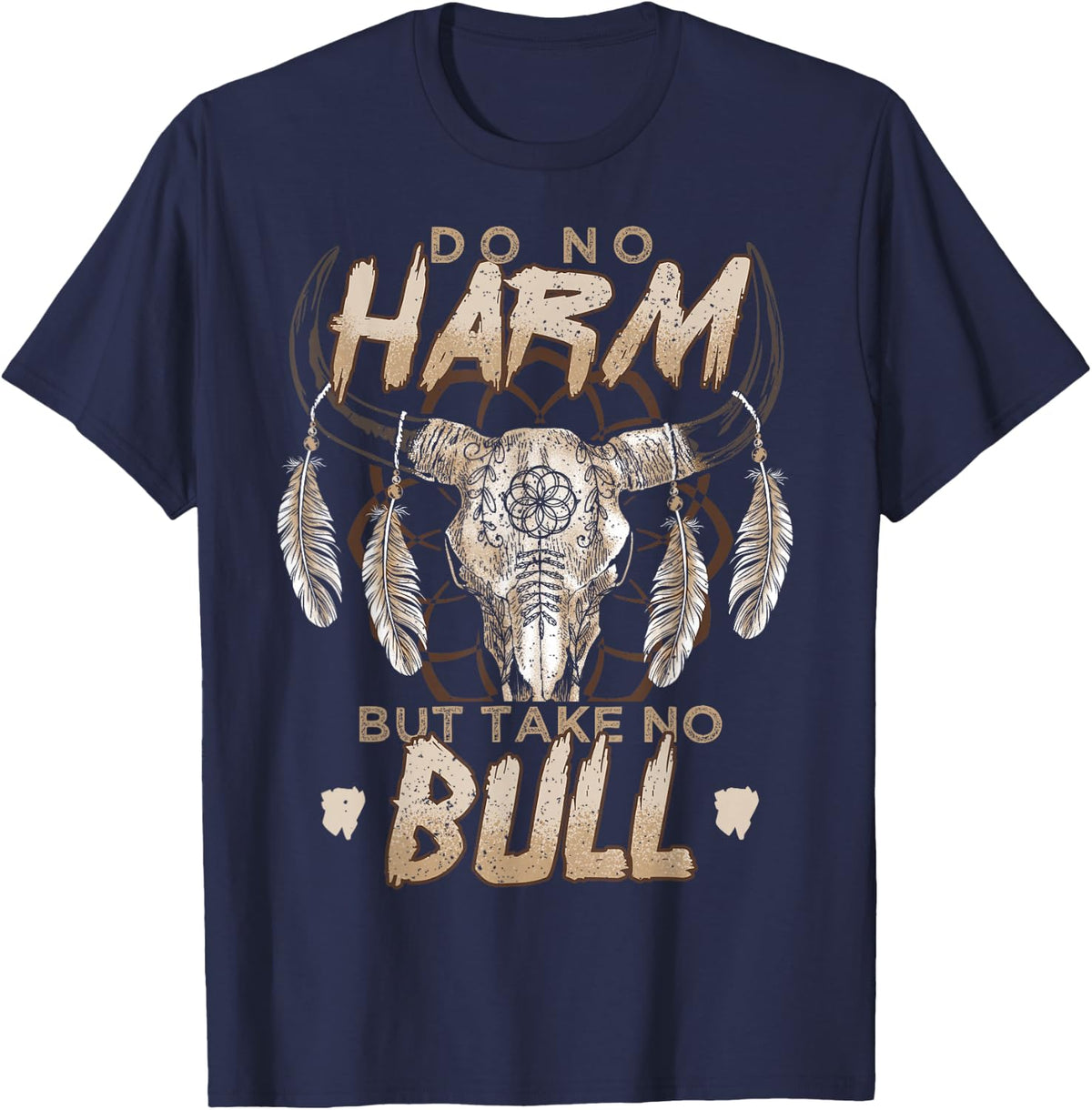 Do No Harm But Take No Bull Rodeo Bull Riding Horse Cowboy T-Shirt - Navy Blue