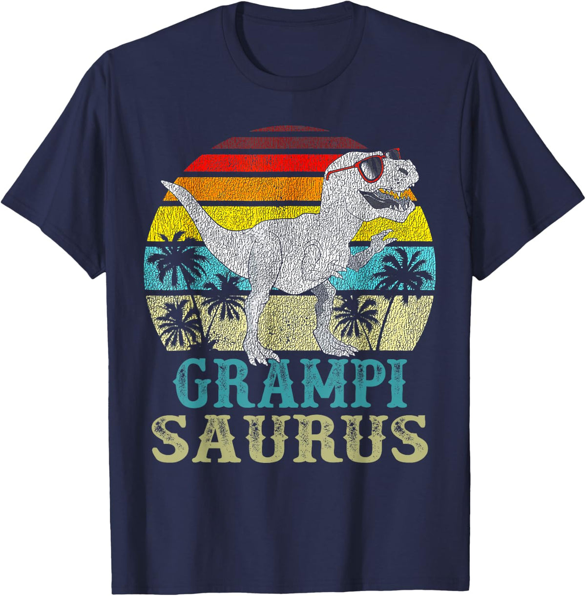 Grampisaurus T Rex Dinosaur Grampi Saurus Family Matching T-Shirt - Navy Blue