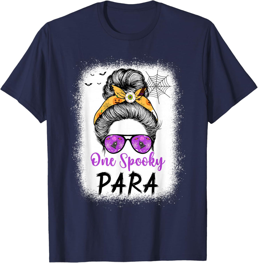 One Spooky Para Funny Teaching Paraprofessionals Halloween T-Shirt - Navy Blue