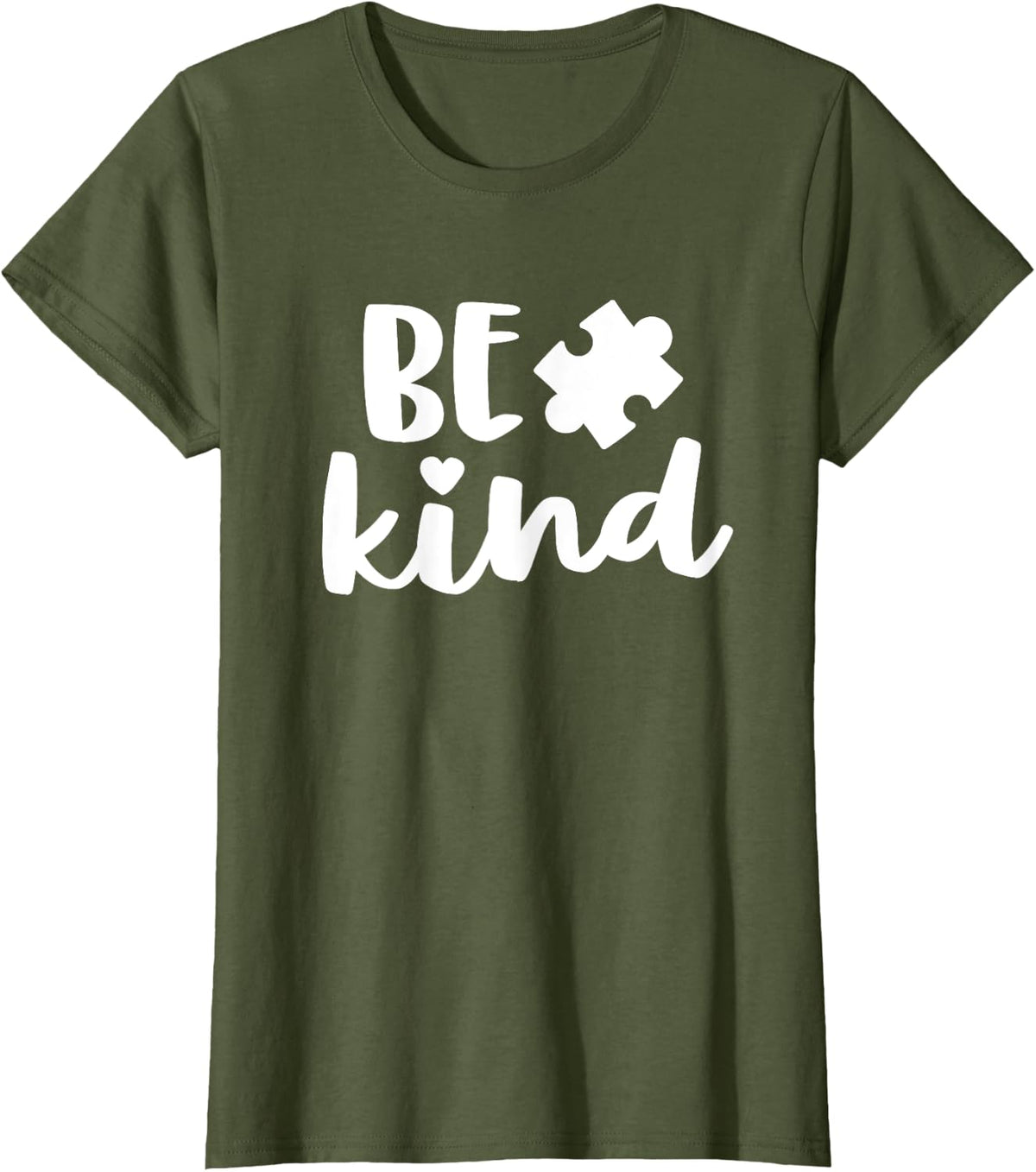Be Kind Autism Mom Shirt Awareness Puzzle Piece Kindness T-Shirt - Olive Green