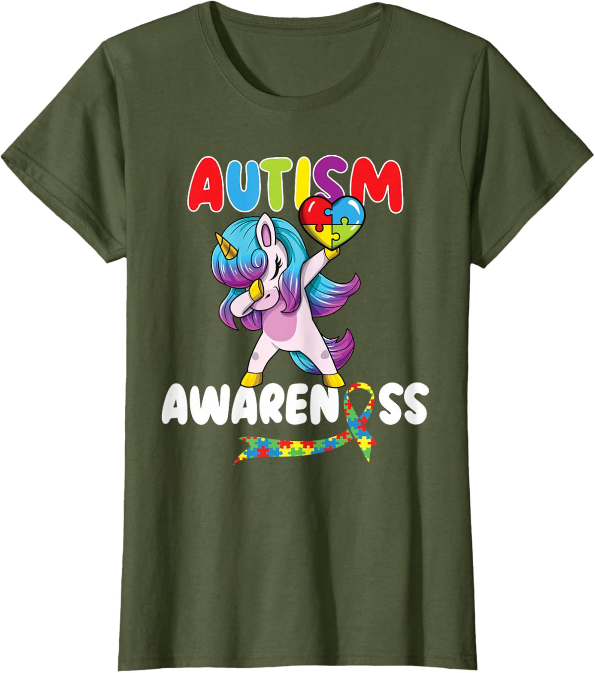 Autism awareness autistic unicorn Autism awareness T-Shirt - Olive Green