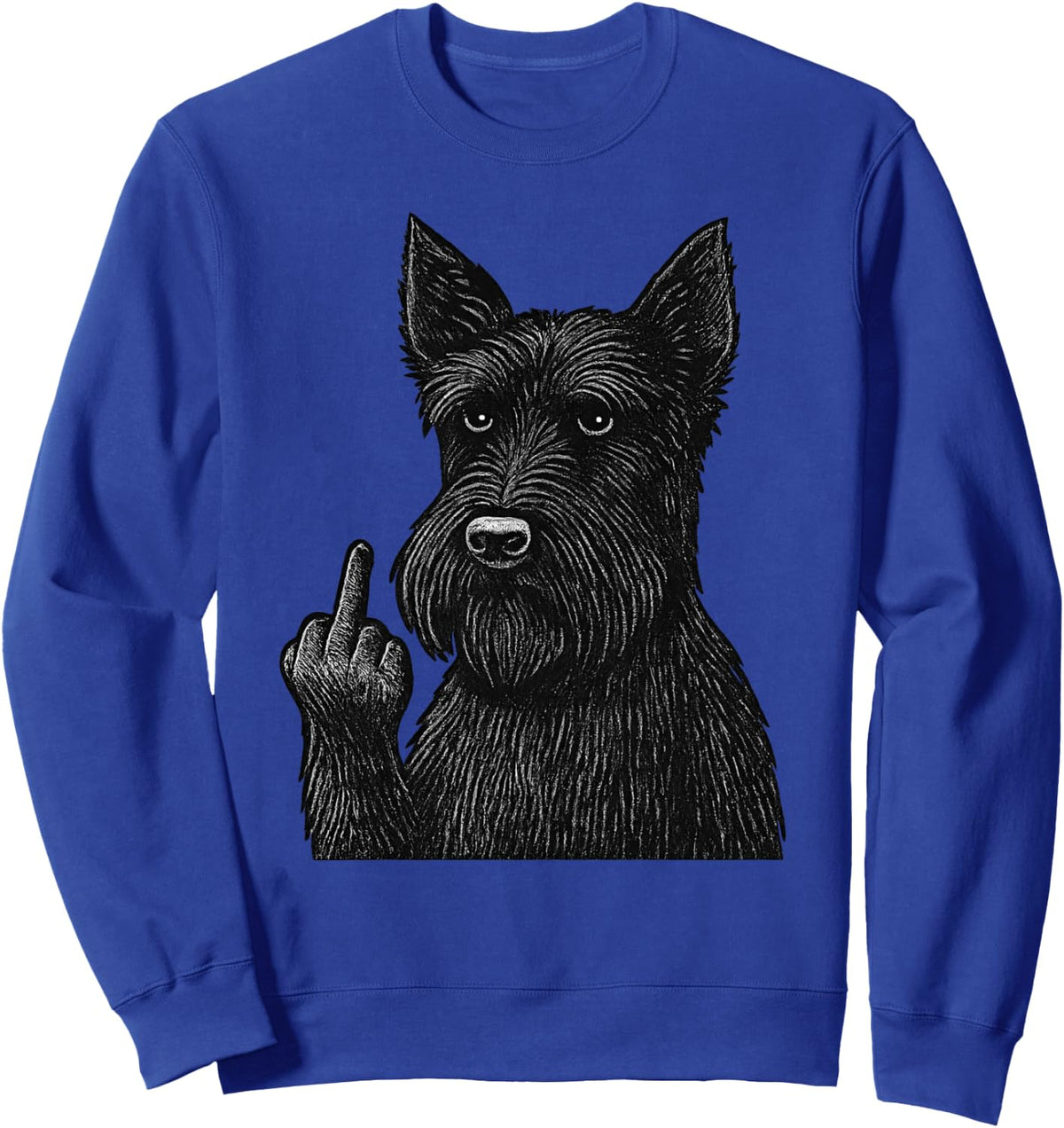 Scottish Terrier Middle Finger Sarcastic Dog Lover Sweatshirt - Adult Unisex Royal Blue