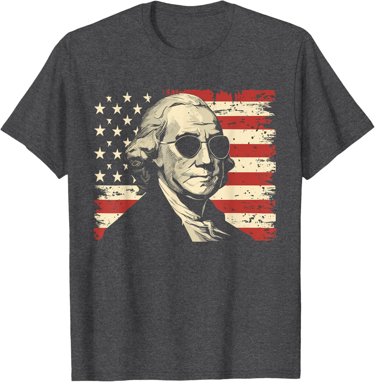 George Washington With Sunglasses | George Washington T-Shirt - Dark Heather Grey