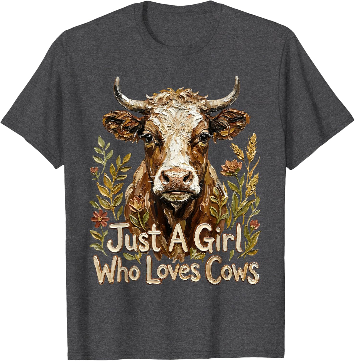 Retro Just A Girl Who Loves Cows Farmer Dairy Farming Women T-Shirt - Dark Heather Grey