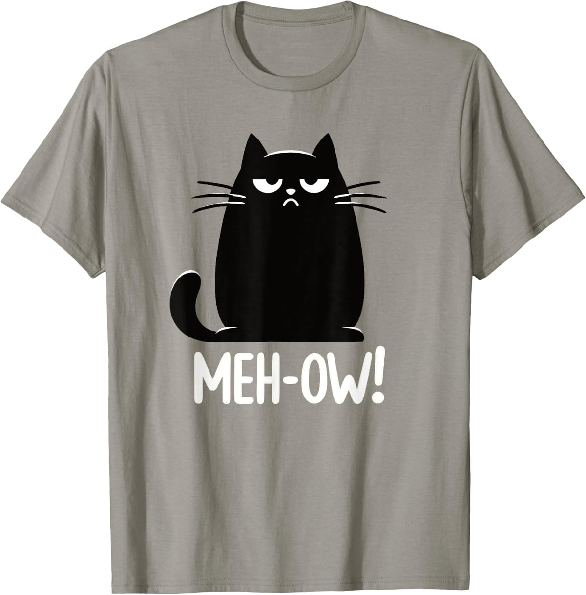 Funny Meh Cat Meh-Ow Cat Lovers Men Women T-Shirt - Slate Grey