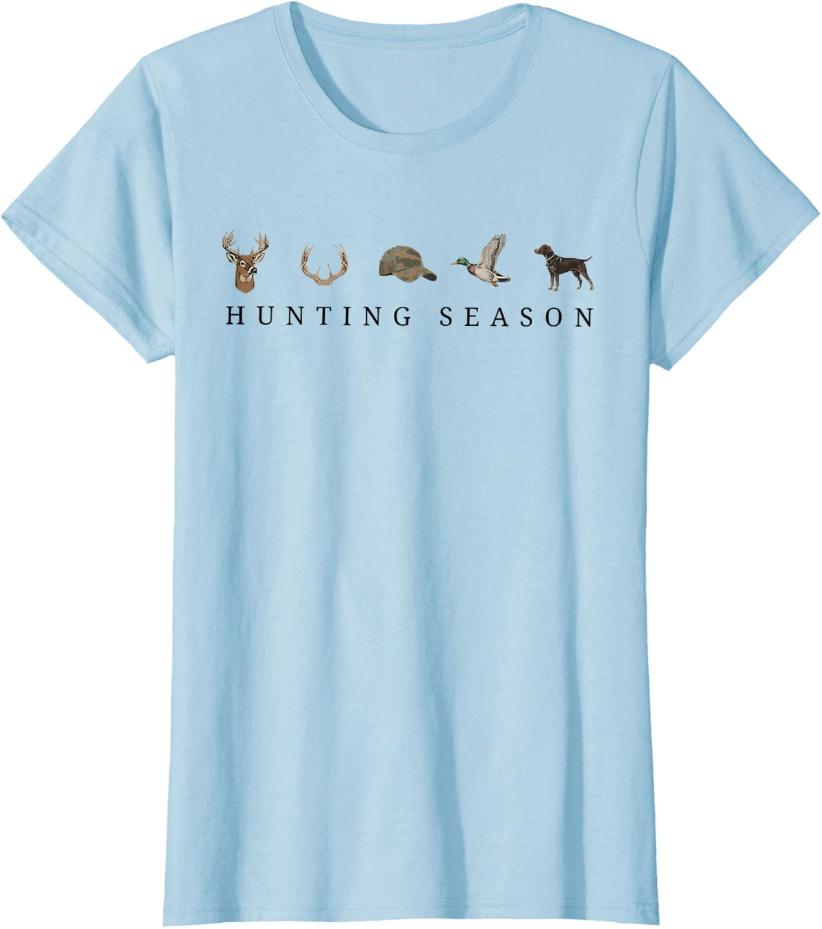 Hunting Season Doodles Camouflage Outdoor Nature Graphic T-Shirt - Baby Blue