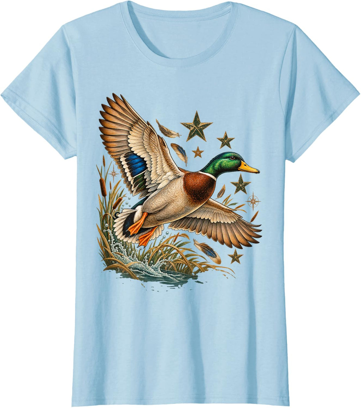 Vintage Mallard Duck Waterfowl Outdoor Wildlife Hunter Retro T-Shirt - Baby Blue