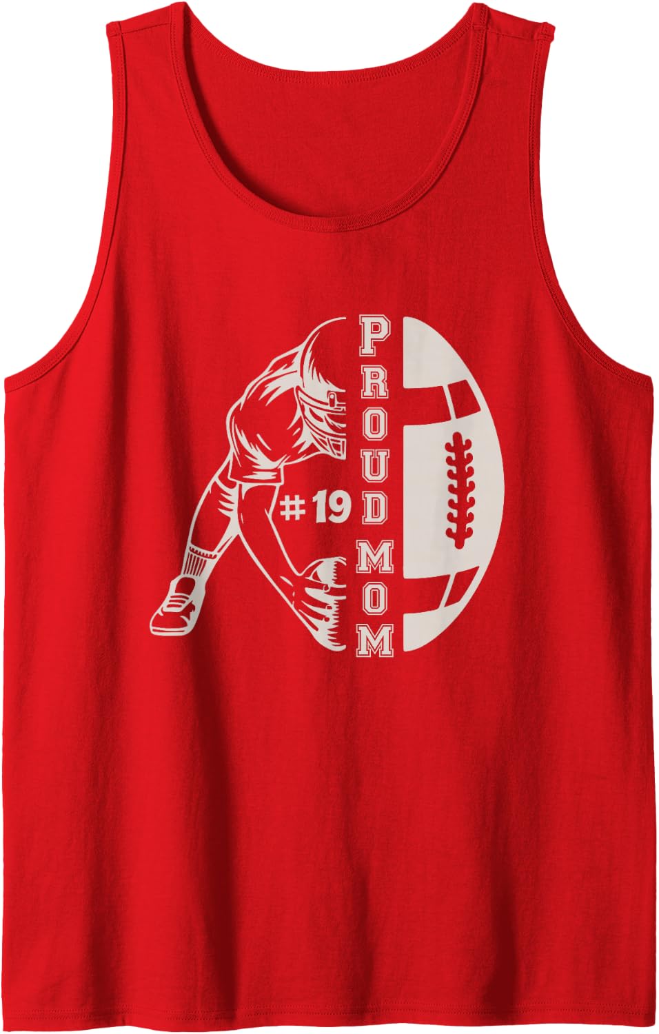 Customized Proud Football Mom Number 19 Player Game Day Sleeveless Tank Top - Red