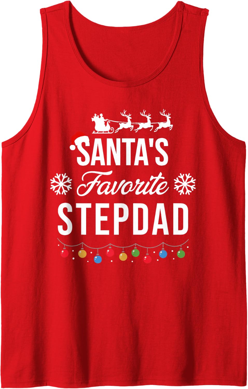 Santa's Favorite Stepdad Funny Matching Family Christmas PJs Sleeveless Tank Top - Red