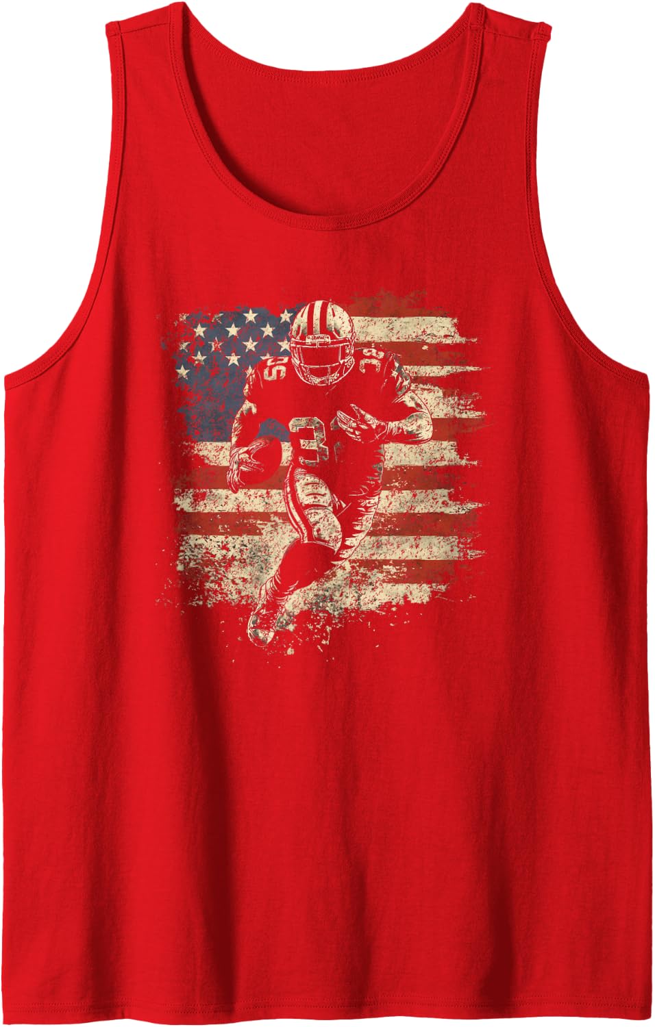 American Football Players Helmet US Flag Sleeveless Tank Top - Red