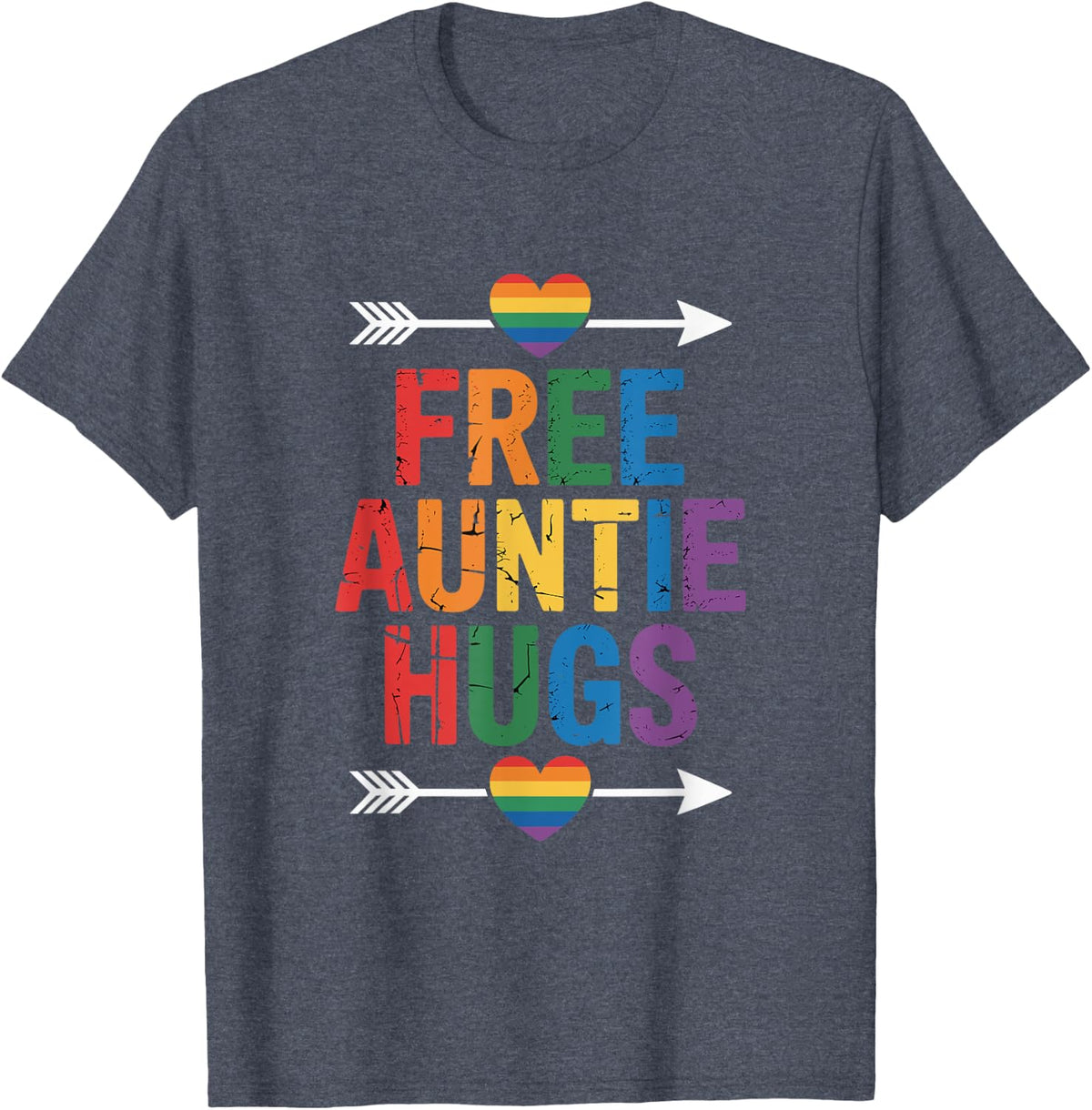 Free Auntie Hugs LGBTQ Gay Pride T-Shirt - Heather Blue