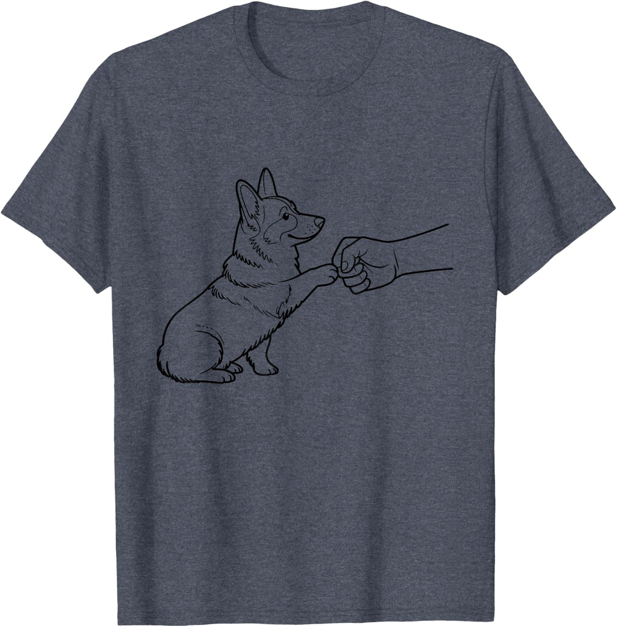 Corgi Fist Bump Paw Print Cute Dog Lover T-Shirt - Heather Blue
