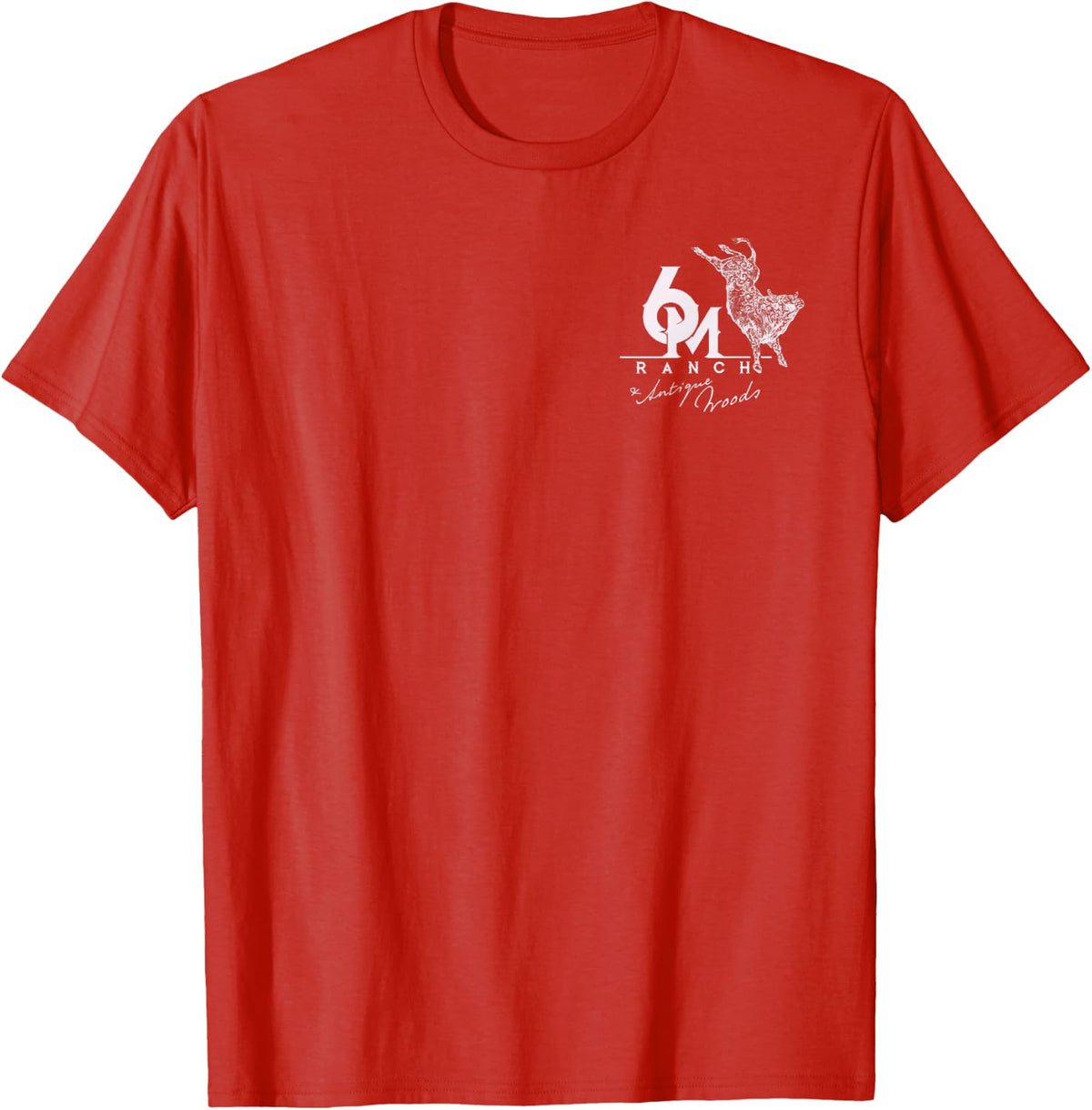 Bucking Bull Cow Rodeo 6M Ranch T-Shirt - Red