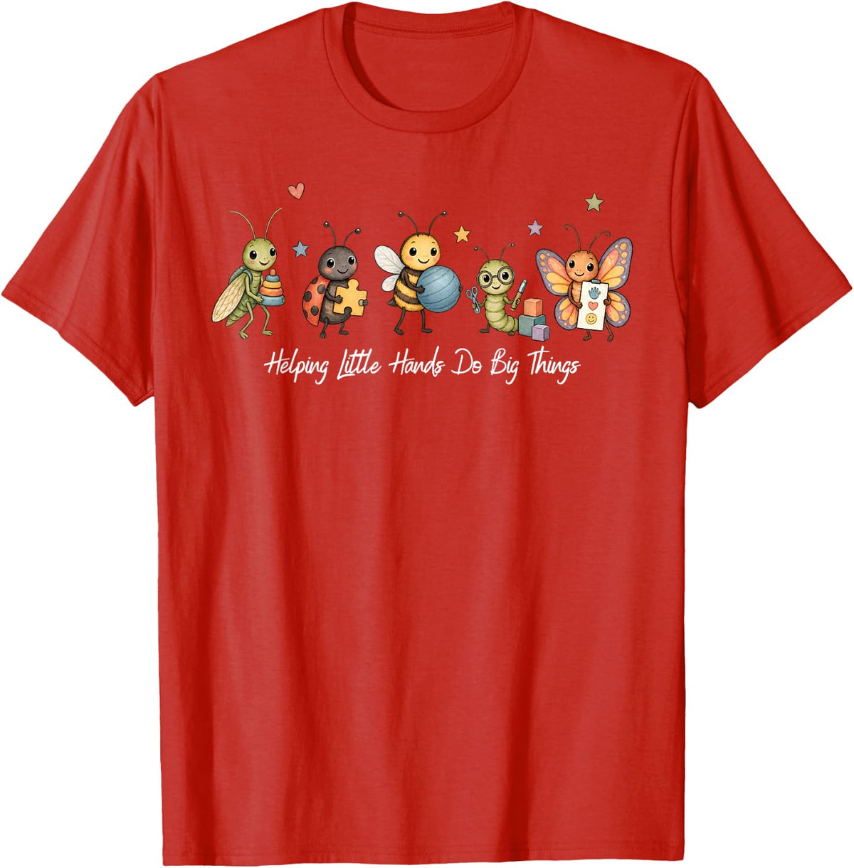 Helping Little Hands Do Big Things Bugs Pediatric OT Therapy T-Shirt - Red