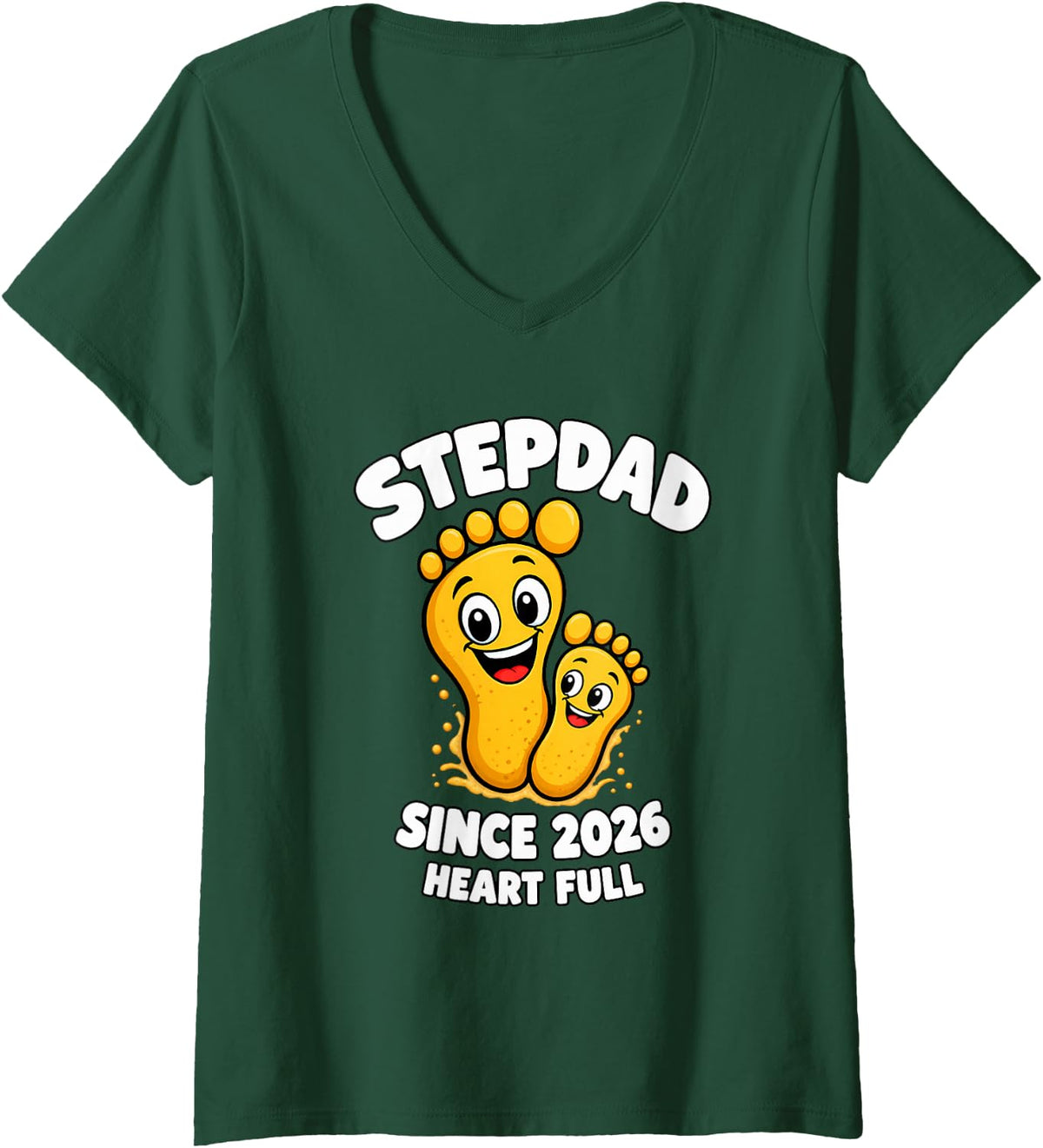 Women's Stepdad Since 2026 Heart Full Bonus Dad V-Neck T-Shirt - Dark Green