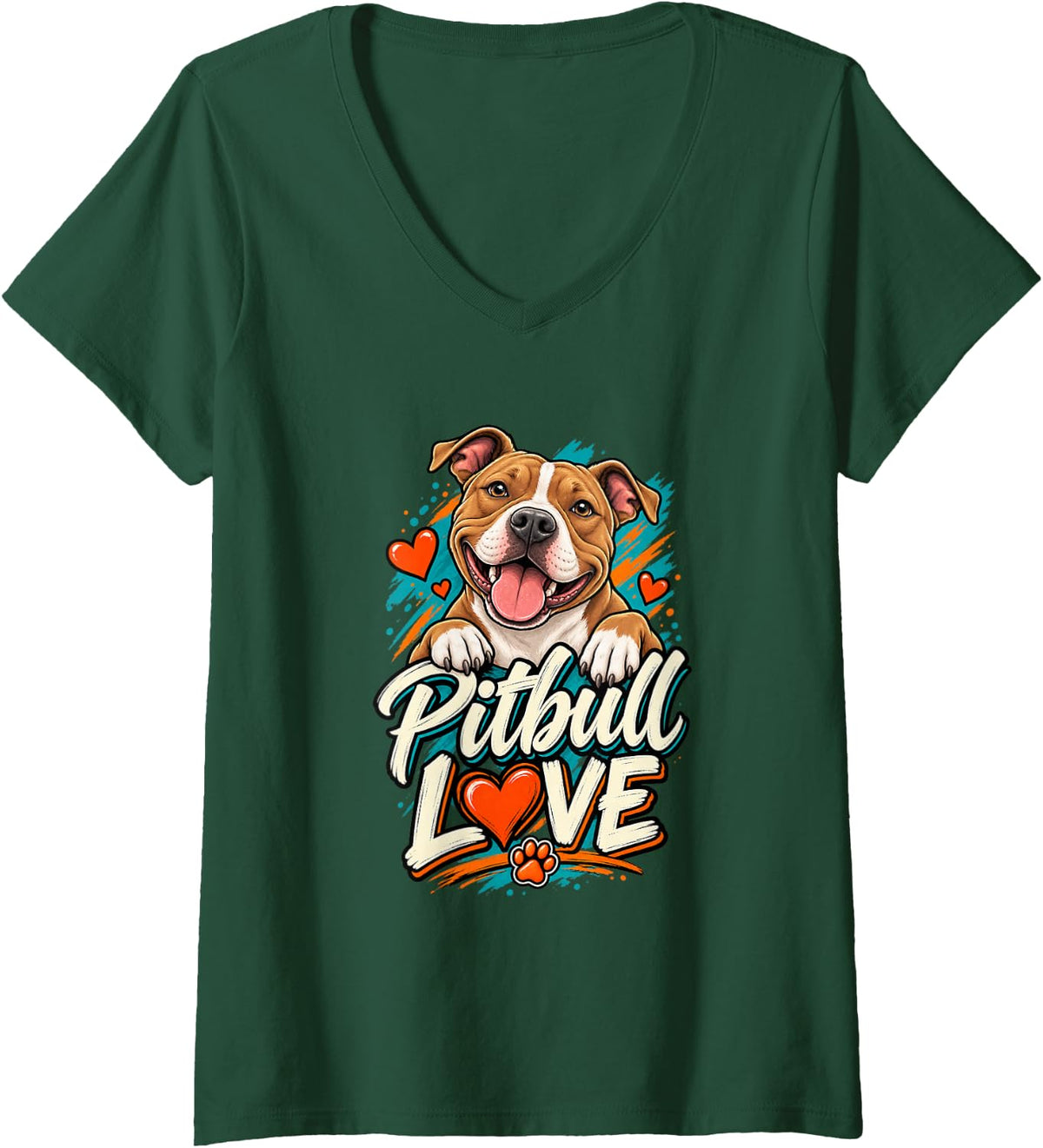 Women's Pit Bull Lover Pitbull Owner Funny Dog V-Neck T-Shirt - Dark Green