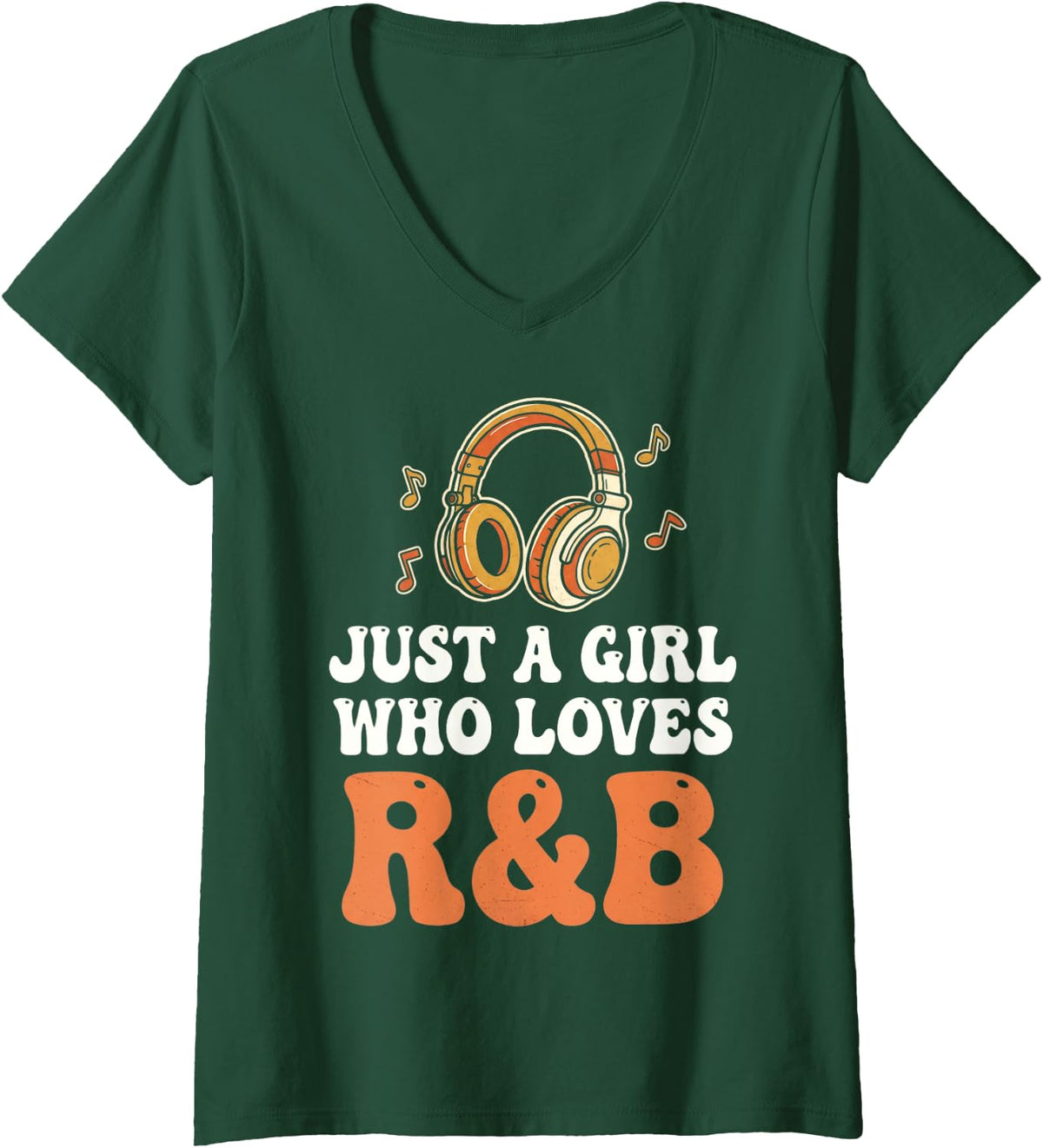 Women's Girl Who Loves R&B Hip Hop Rap Musician Concert R&b V-Neck T-Shirt - Dark Green