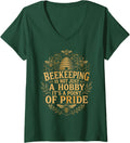 Women's Beekeeping Honey Bees Beekeeper V-Neck T-Shirt - Dark Green