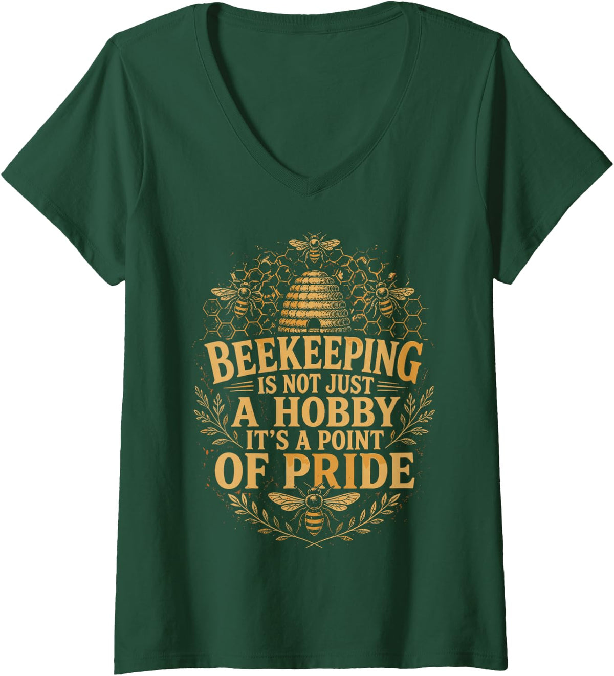Women's Beekeeping Honey Bees Beekeeper V-Neck T-Shirt - Dark Green