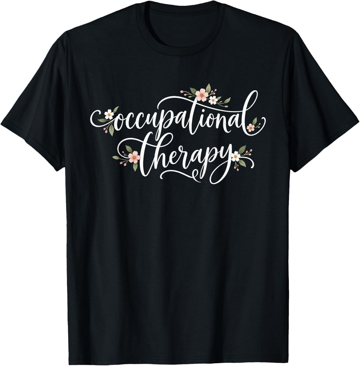 Occupational Therapy Orange Floral Bow Autumn Coquette OT T-Shirt - Black