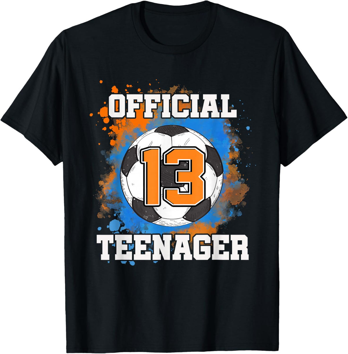 Official Teenager 13th Birthday 13 Years Old Soccer Ball T-Shirt - Black